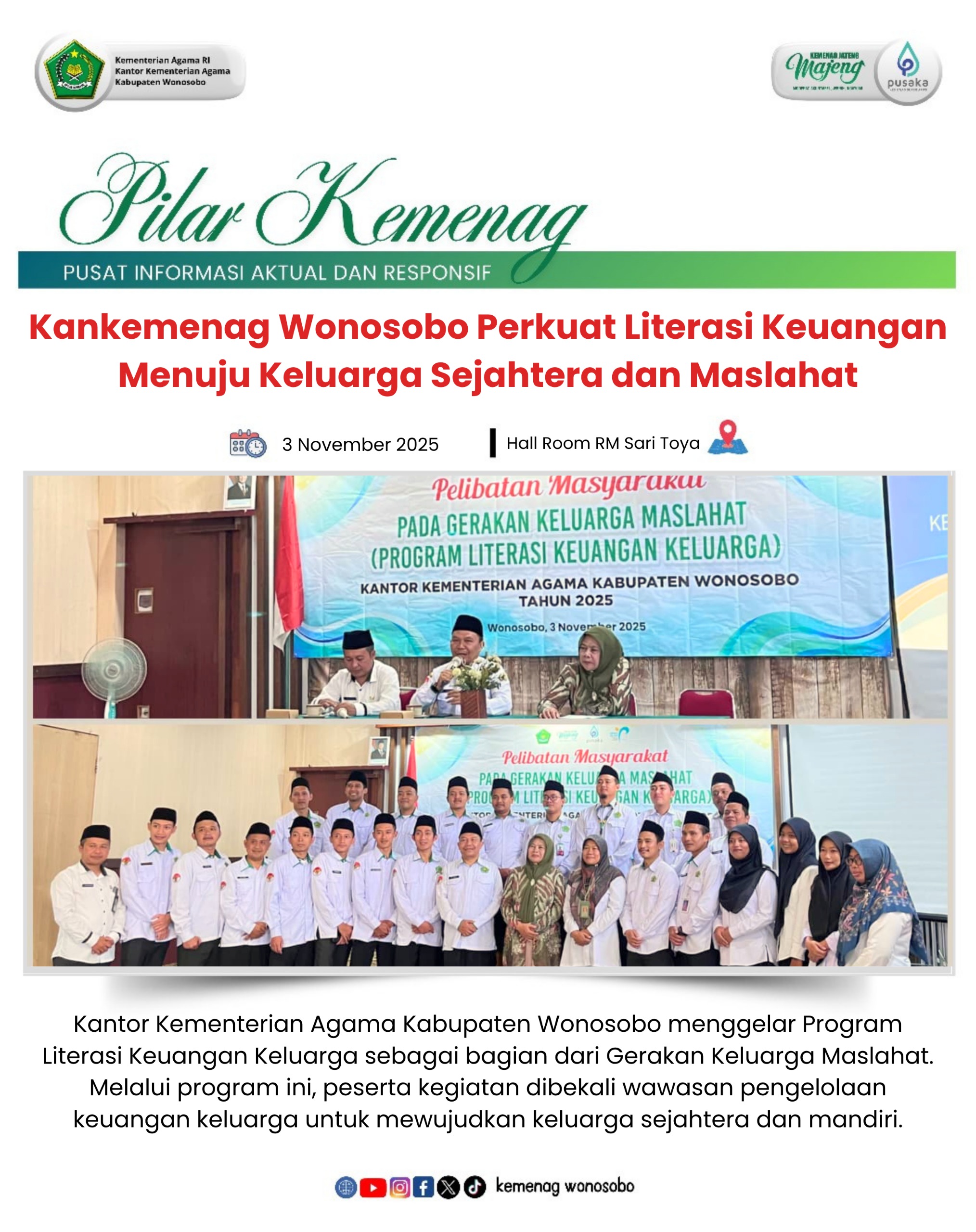 Kankemenag Wonosobo Perkuat Literasi Keuangan Menuju Keluarga Sejahtera dan Maslahat