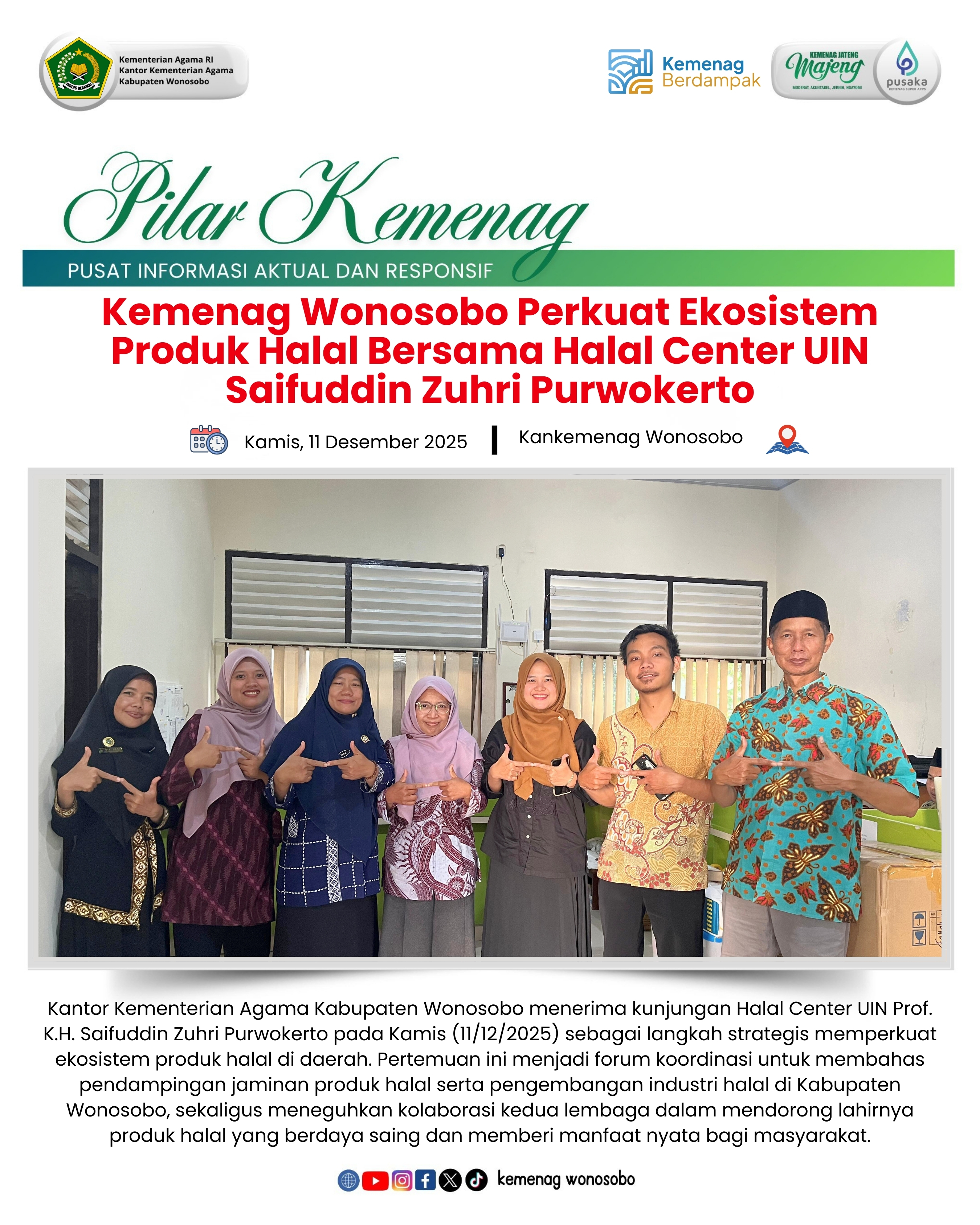 Kemenag Wonosobo Perkuat Ekosistem Produk Halal Bersama Halal Center UIN Saifuddin Zuhri Purwokerto
