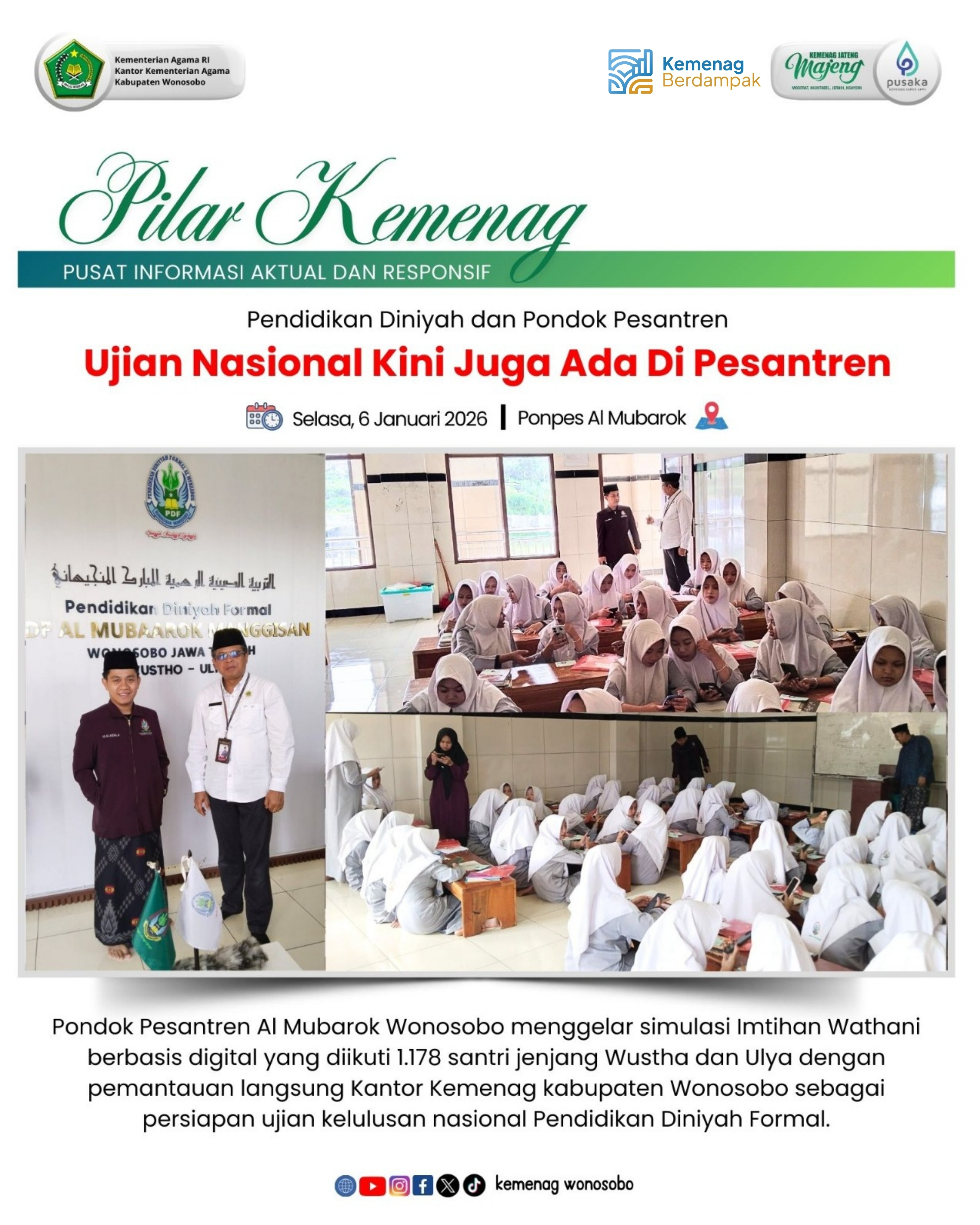 Ujian Nasional Kini Juga Ada Di Pesantren