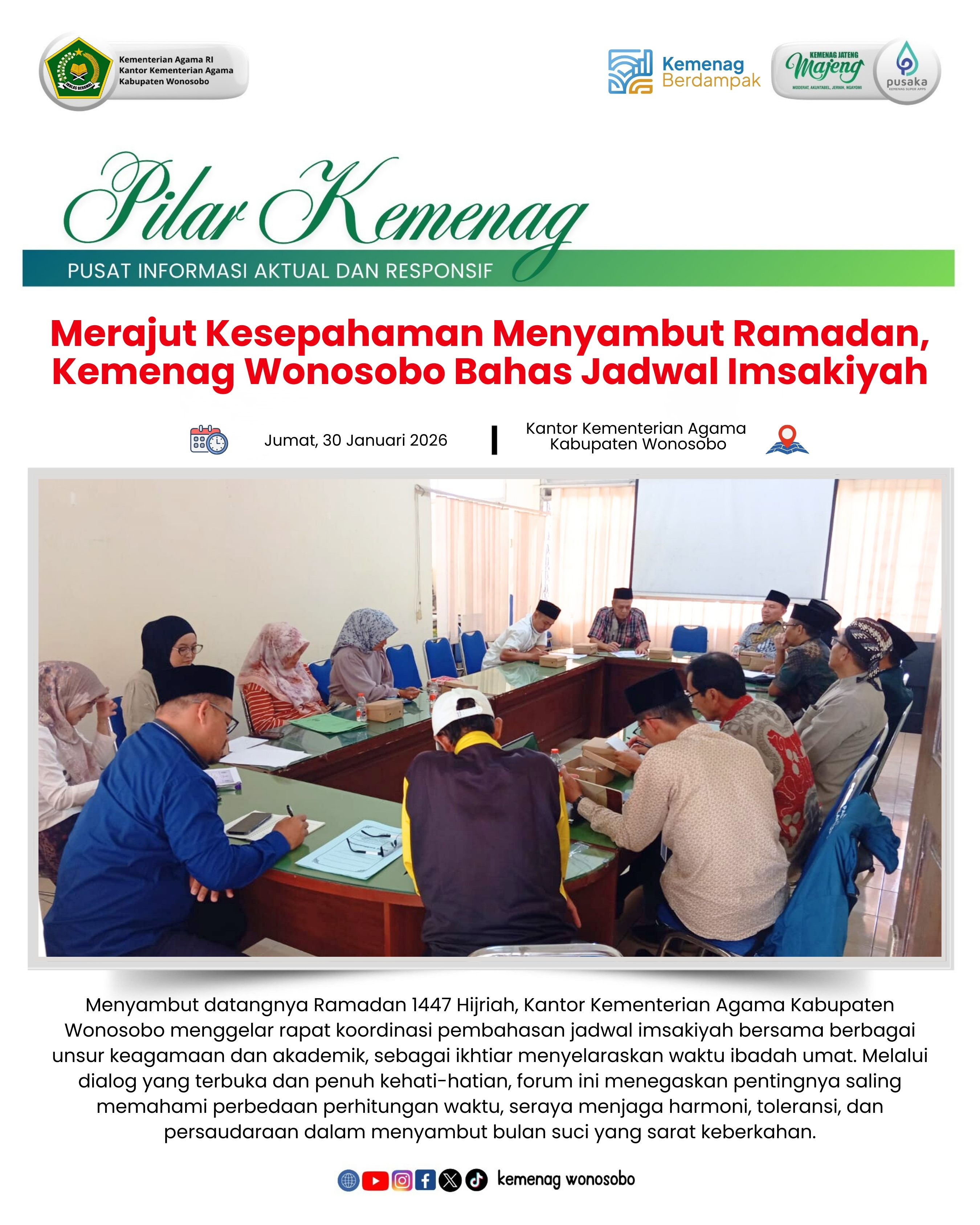 Merajut Kesepahaman Menyambut Ramadan, Kemenag Wonosobo Bahas Jadwal Imsakiyah