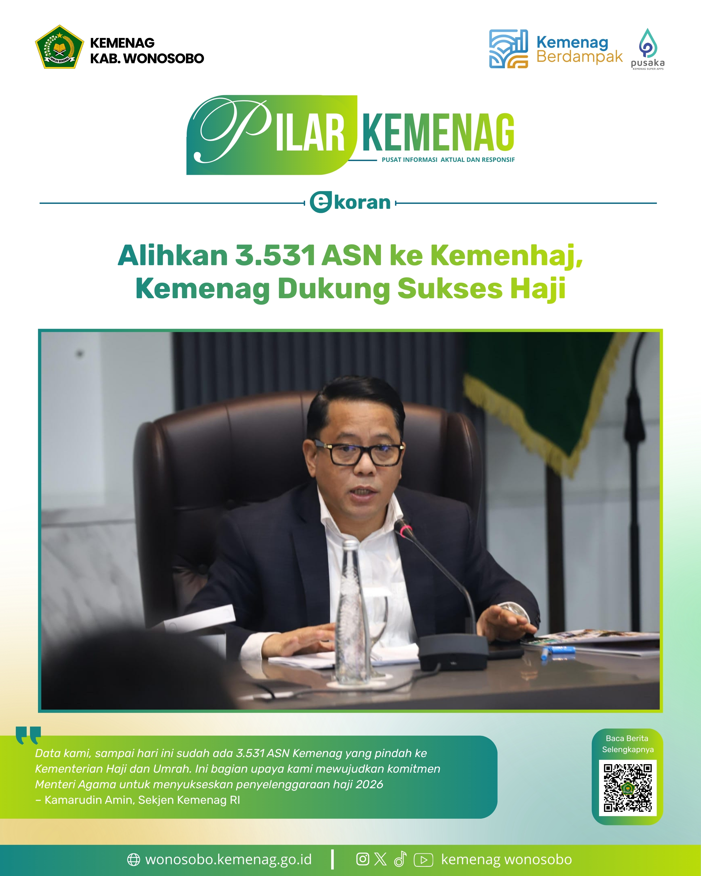 Alihkan 3.531 ASN ke Kemenhaj, Kemenag Dukung Sukses Haji