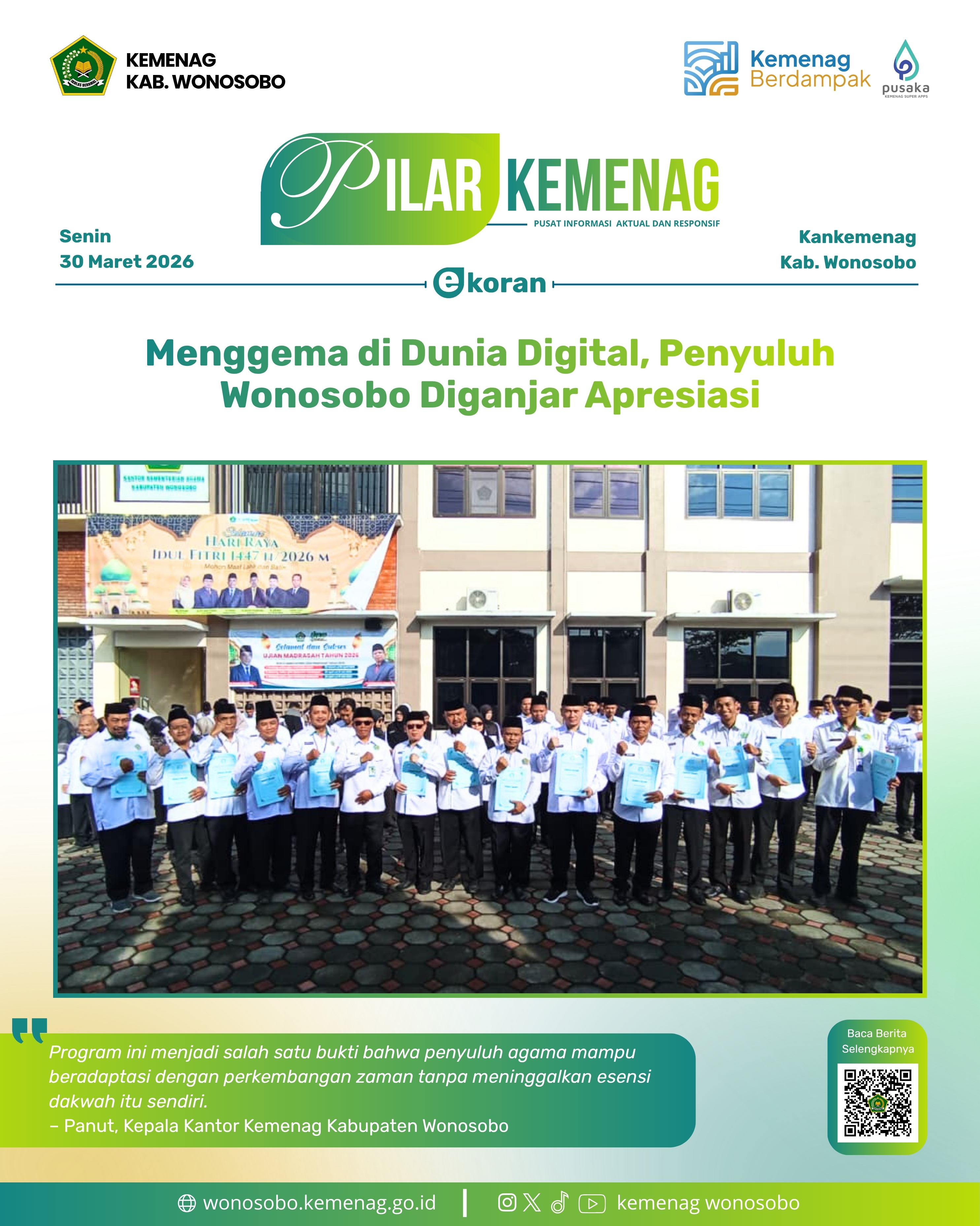 Menggema di Dunia Digital, Penyuluh Wonosobo Diganjar Apresiasi