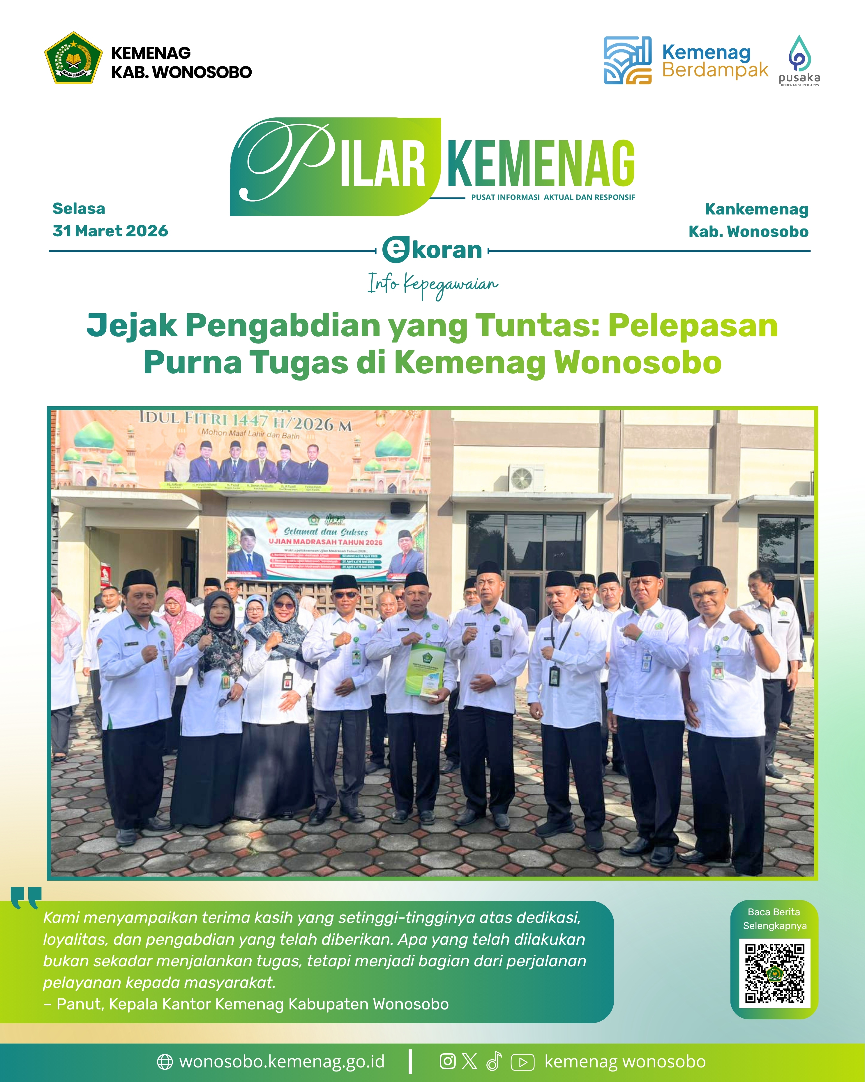 Jejak Pengabdian yang Tuntas: Pelepasan Purna Tugas di Kemenag Wonosobo