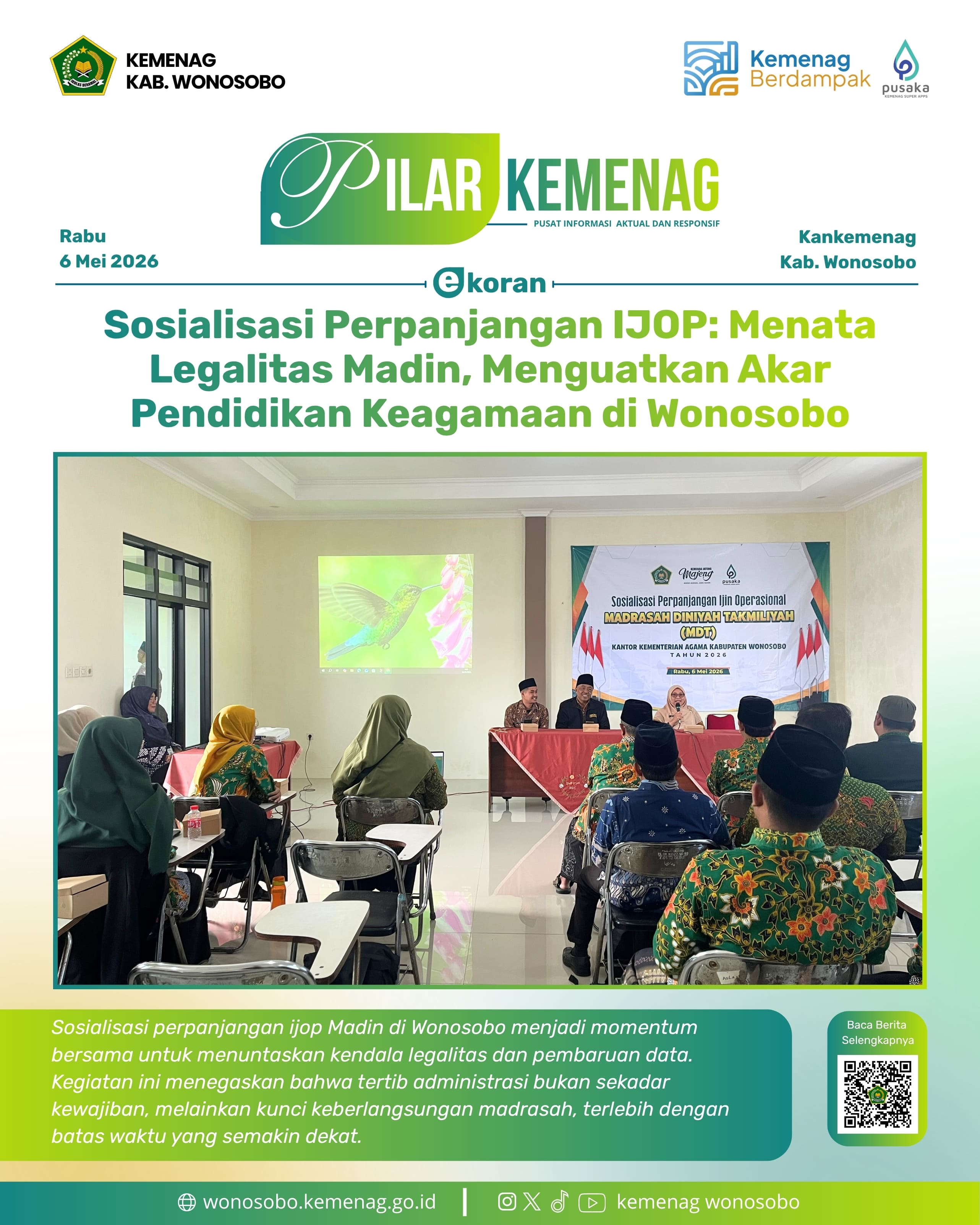 Sosialisasi Perpanjangan IJOP: Menata Legalitas Madin, Menguatkan Akar Pendidikan Keagamaan di Wonosobo