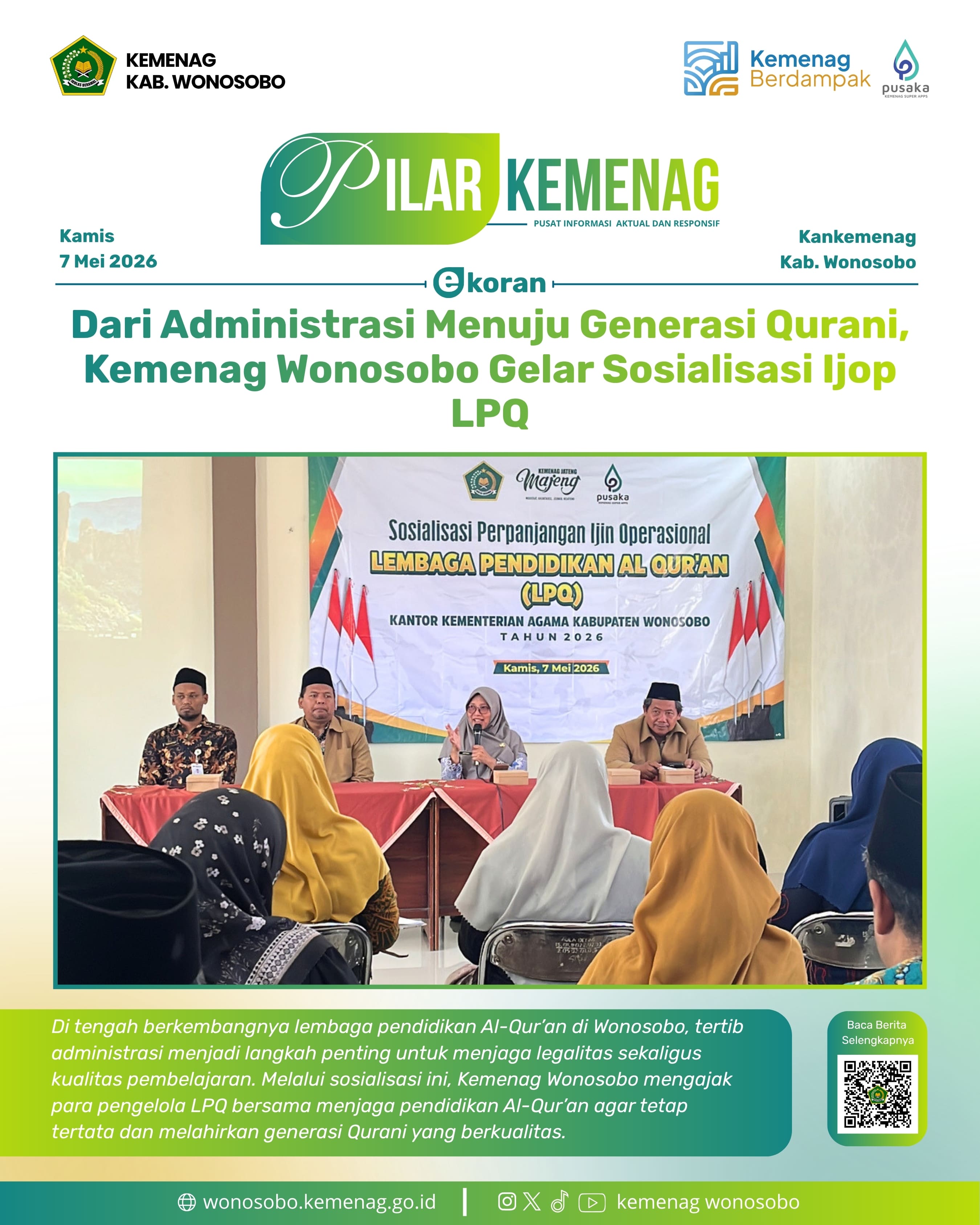 Dari Administrasi Menuju Generasi Qurani, Kemenag Wonosobo Gelar Sosialisasi Ijop LPQ